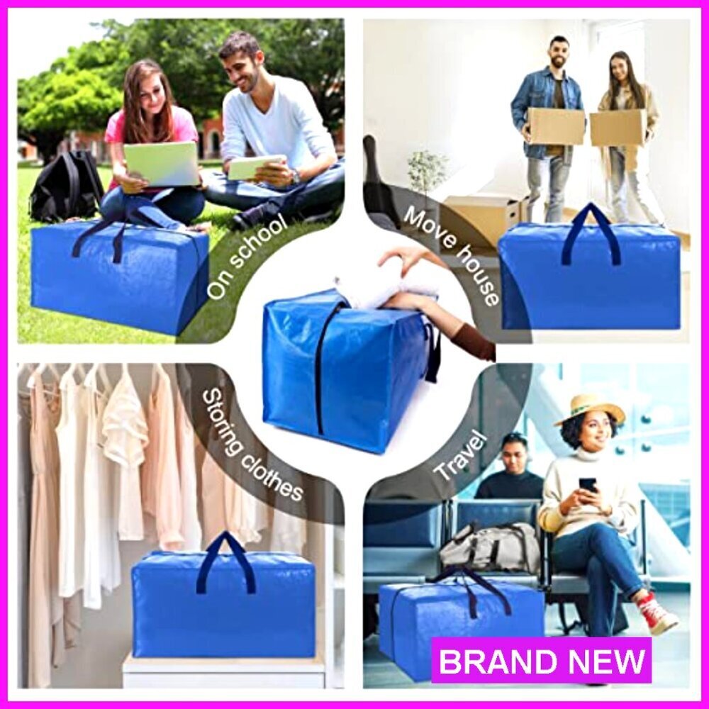Heavy Duty Extra Large Moving Bags with Backpack Straps Fold Flat Storage Totes - Picture 6 of 7